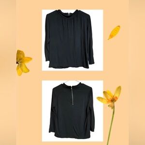 vero moda black long sleeve back zipper blouse size small